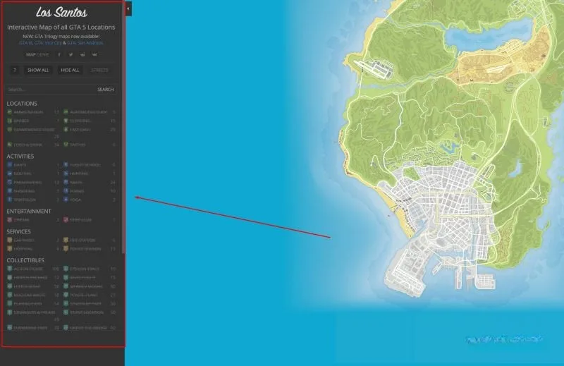 Карты GTA 5 со всеми обозначениями